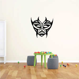 Tribal sad heart mask decal, black tribal face design