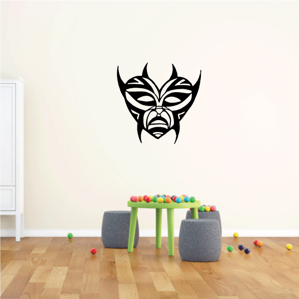 Tribal sad heart mask decal, black tribal face design
