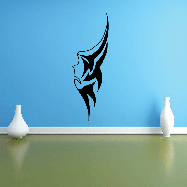 Tribal sad mask decal, black stylized face graphic