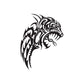 Tribal scowling wolf head decal in black with white linework