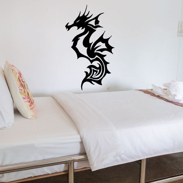 Tribal sea horse wall decal with black spiky design