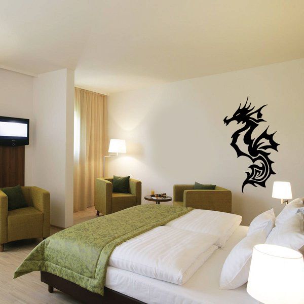 Tribal seahorse wall decal with black stylized seahorse design