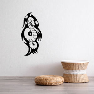 Black tribal serpent outline decal, flame-like tail