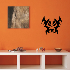 Black tribal skull bug mask decal with horned skull face design