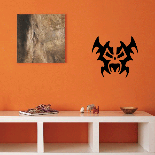 Black tribal skull bug mask decal with horned skull face design