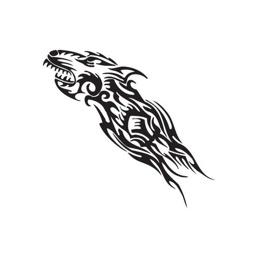 Image of Tribal Snarling Wolf Head Decal