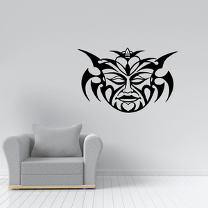 Tribal soothsayer mask decal, black-and-white face graphic