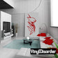 Red tribal shark wall decal with spiky silhouette