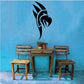 Tribal eagle head decal with spiky black design