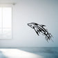 Dolphin splash tribal wall decal in black and white line art