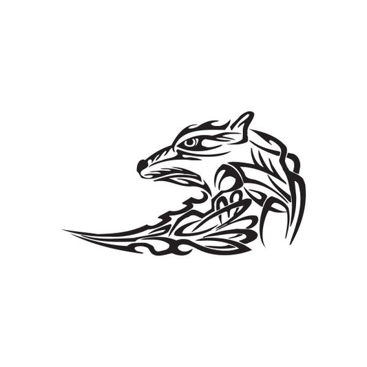 Image of Tribal Style Wolf Head Decal