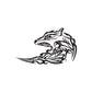 Tribal wolf head decal in black with stylized lines and snarling face