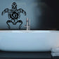 Sea turtle wall decal with tribal swirl shell pattern, black