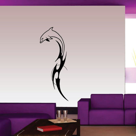 Image of Tribal Tail and Moon Dolphin Decal