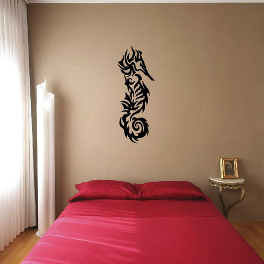 Image of Tribal Tattoo Style Seahorse Decal