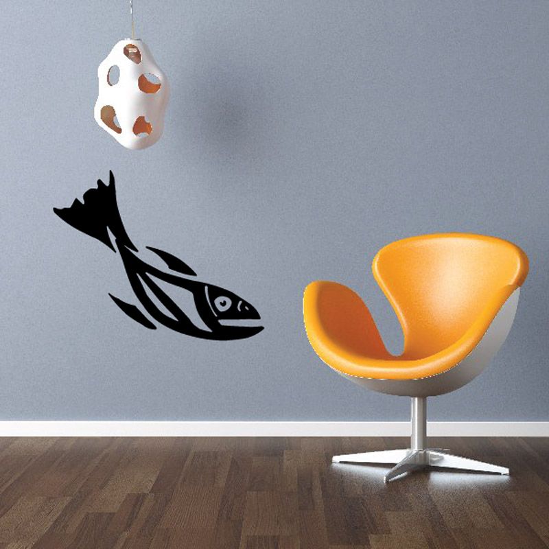 Tribal trout wall decal, black tribal fish design
