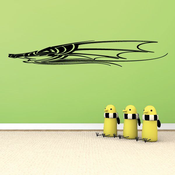 Tribal vehicle pinstripe vinyl decal with black flame-like stripe graphic