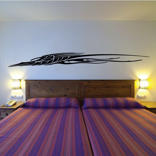 Tribal vehicle pinstripe vinyl decal, black flame-like graphic with white accent stripes