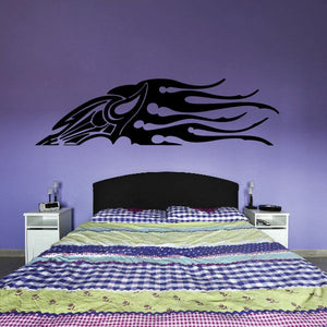 Tribal pinstripe vinyl decal, black tribal flame graphic with dot accents