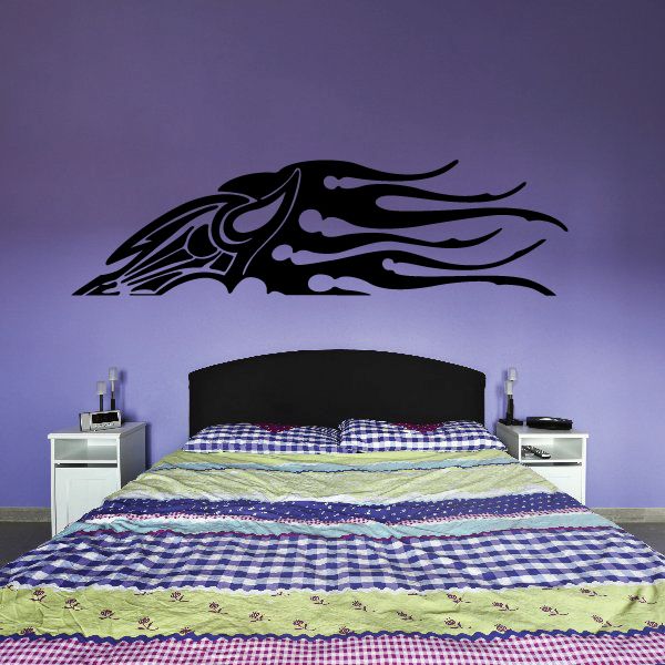 Tribal pinstripe vinyl decal, black tribal flame graphic with dot accents
