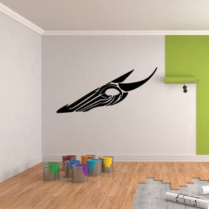 Vehicle vinyl decal with black tribal pinstripe design