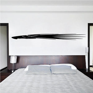 Black tribal pinstripe vinyl decal graphic on wall, long sweeping stripes