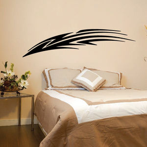 Tribal vehicle pinstripe vinyl decal with black tribal swoosh stripes on wall