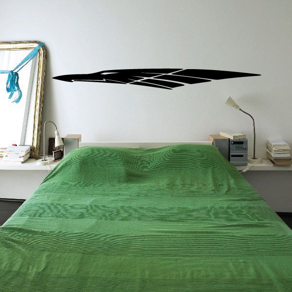Tribal vehicle pinstripe vinyl decal, black stylized stripe design on wall