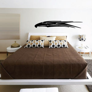 Tribal vehicle pinstripe vinyl decal, black tribal stripe design on a wall