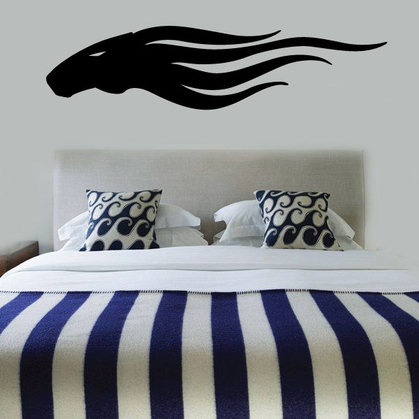 Tribal vehicle pinstripe vinyl decal, black flame-striped car silhouette