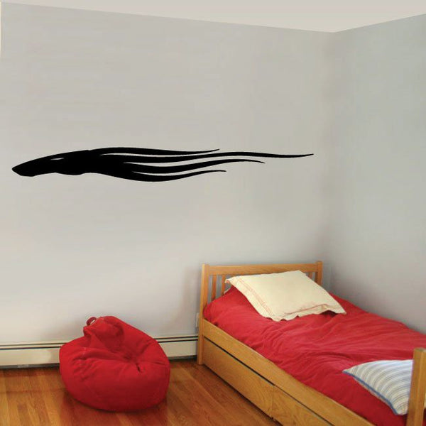 Tribal pinstripe vinyl decal, black curved stripe design on wall