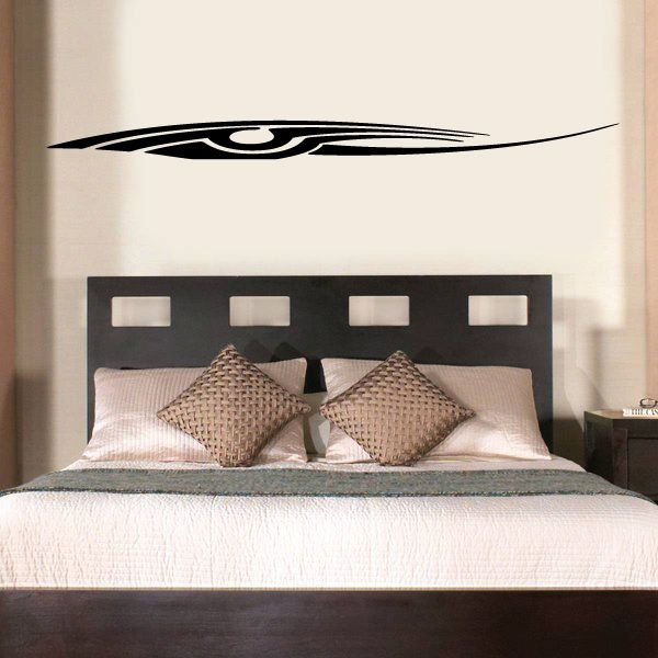 Tribal vehicle pinstripe vinyl decal, black tribal swoosh with circular motif