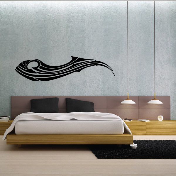 Tribal vehicle pinstripe vinyl decal, black, on light wall