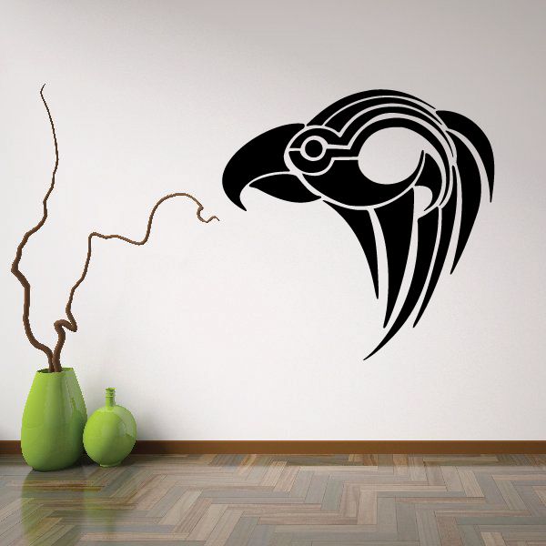 Black tribal vehicle pinstripe vinyl decal with stylized front-face and curved lines