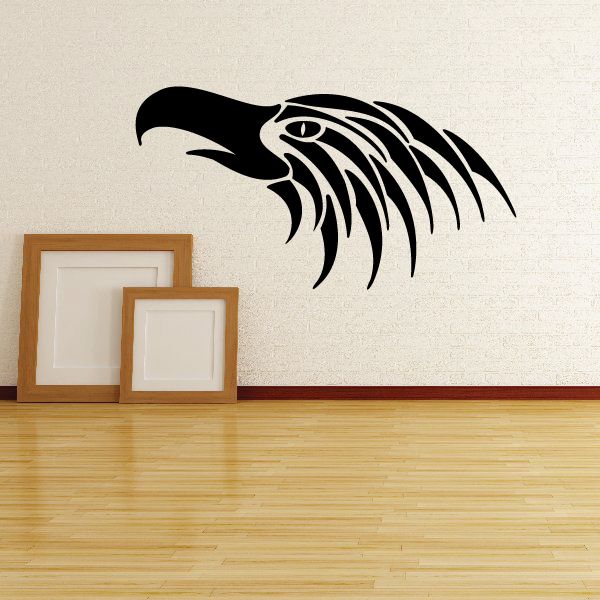 Black tribal pinstripe vinyl decal with detailed animal head and eye