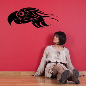 Black tribal vehicle pinstripe vinyl wall decal with stylized racing vehicle design