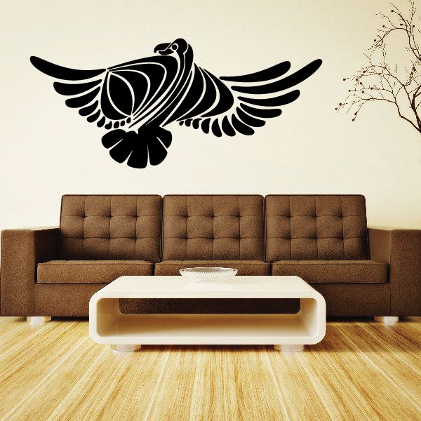 Tribal vehicle vinyl decal with black winged pinstripe design, wall or car sticker