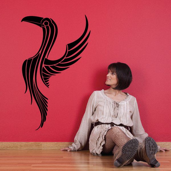 Black tribal pinstripe vinyl decal with sweeping wing-like lines