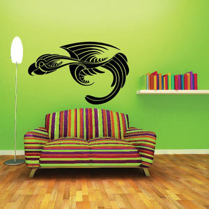Black tribal vehicle pinstripe vinyl decal with winged fish graphic