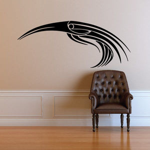 Tribal pinstripe vehicle vinyl decal, black stylized graphic with curved tail