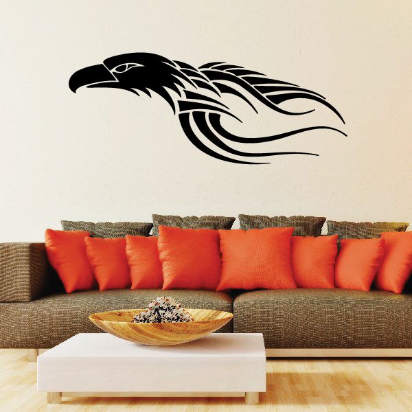 Tribal vehicle pinstripe vinyl decal, black winged flame design