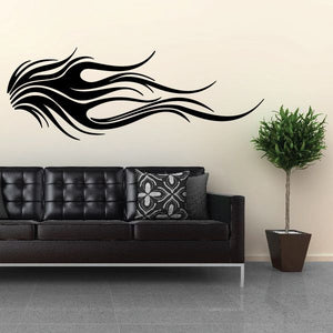 Black tribal vehicle pinstripe vinyl decal with flame-like design for wall