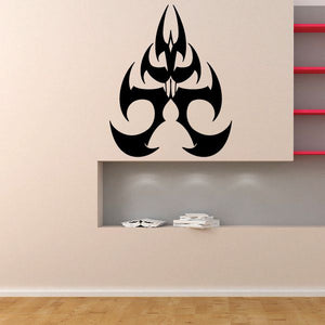Tribal vehicle wall decal with black flame trident emblem
