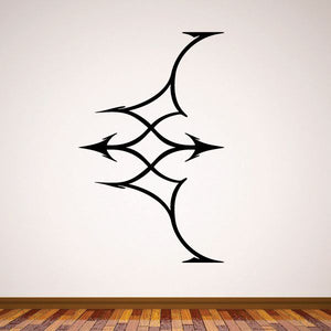 Tribal pinstripe wall decal vinyl with black angular star-and-swoosh design