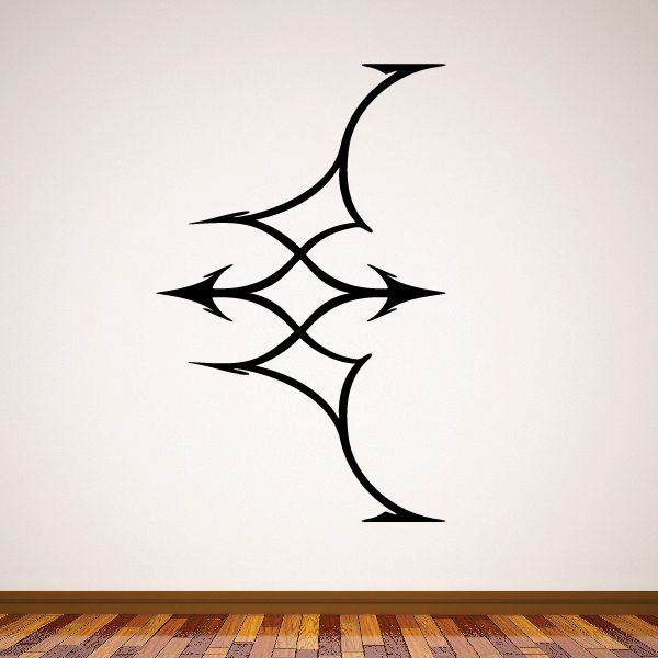 Tribal pinstripe wall decal vinyl with black angular star-and-swoosh design