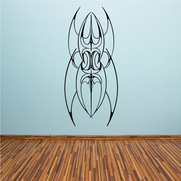 Tribal vehicle pinstripe wall decal, black line art graphic
