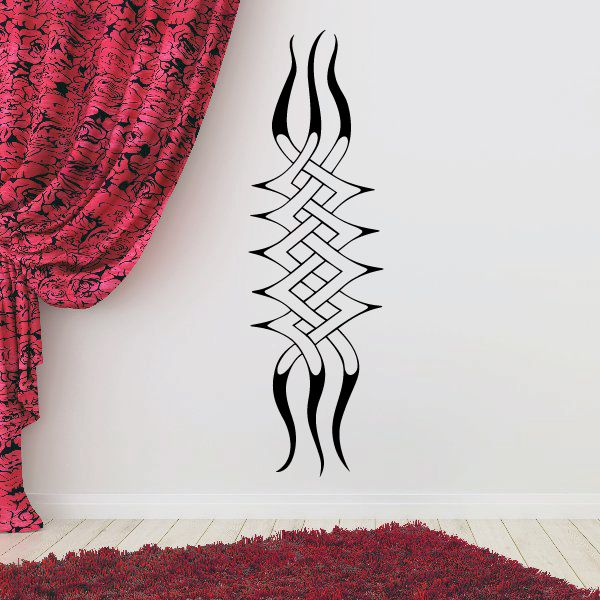 Tribal vehicle pinstripe wall decal in black, tribal flame and ribbon design