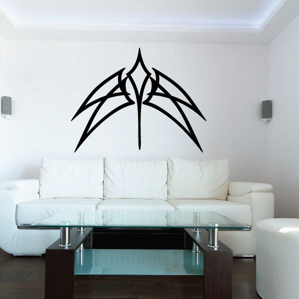 Tribal vehicle pinstripe wall decal, black winged emblem