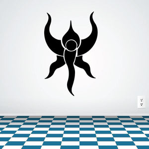 Tribal wall decal sticker: black flame-like swirl with circular center