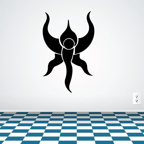 Tribal wall decal sticker: black flame-like swirl with circular center